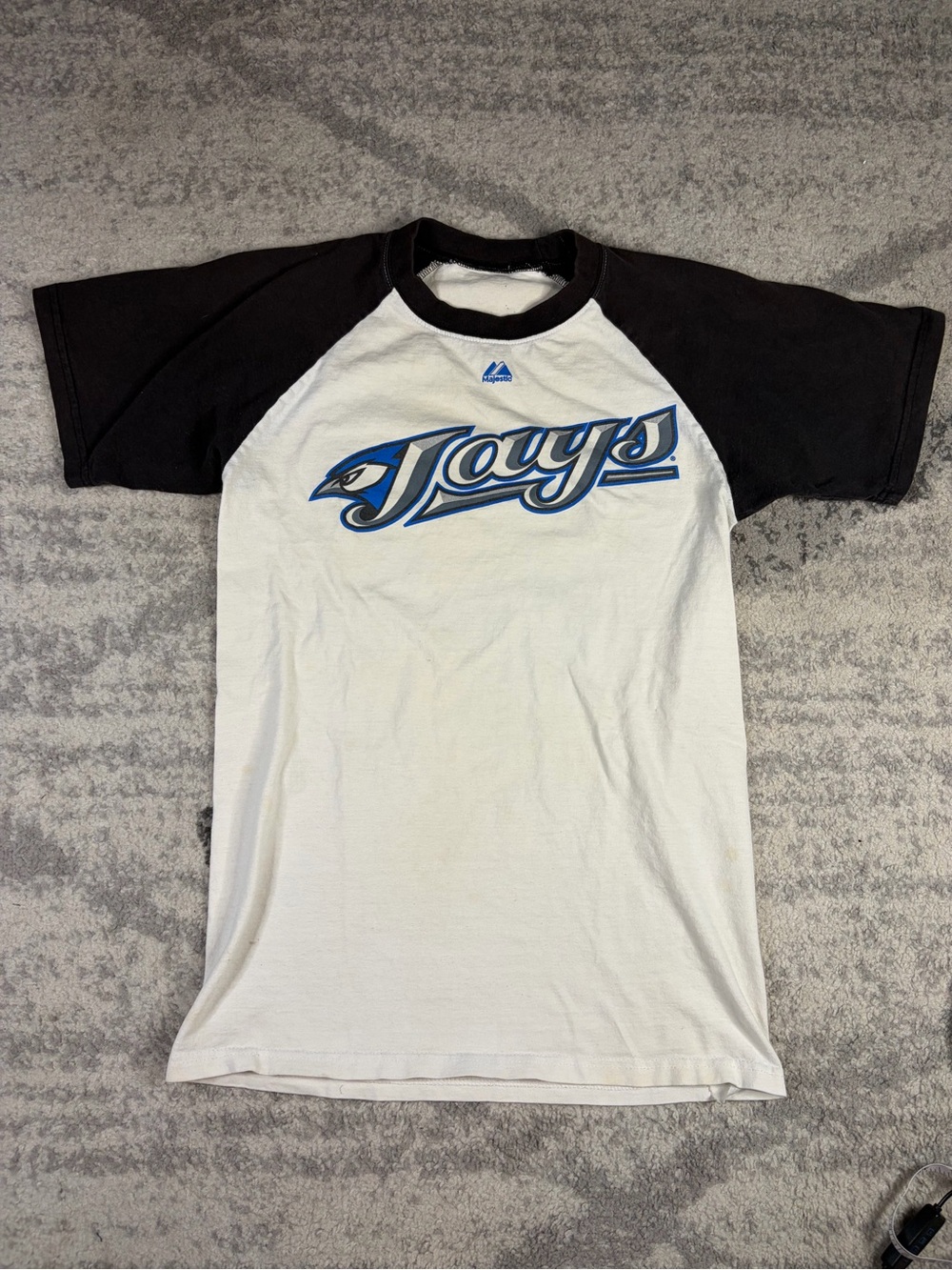 Vintage Toronto Blue Jays Jose Bautista #19 Majestic Raglan T-Shirt MLB